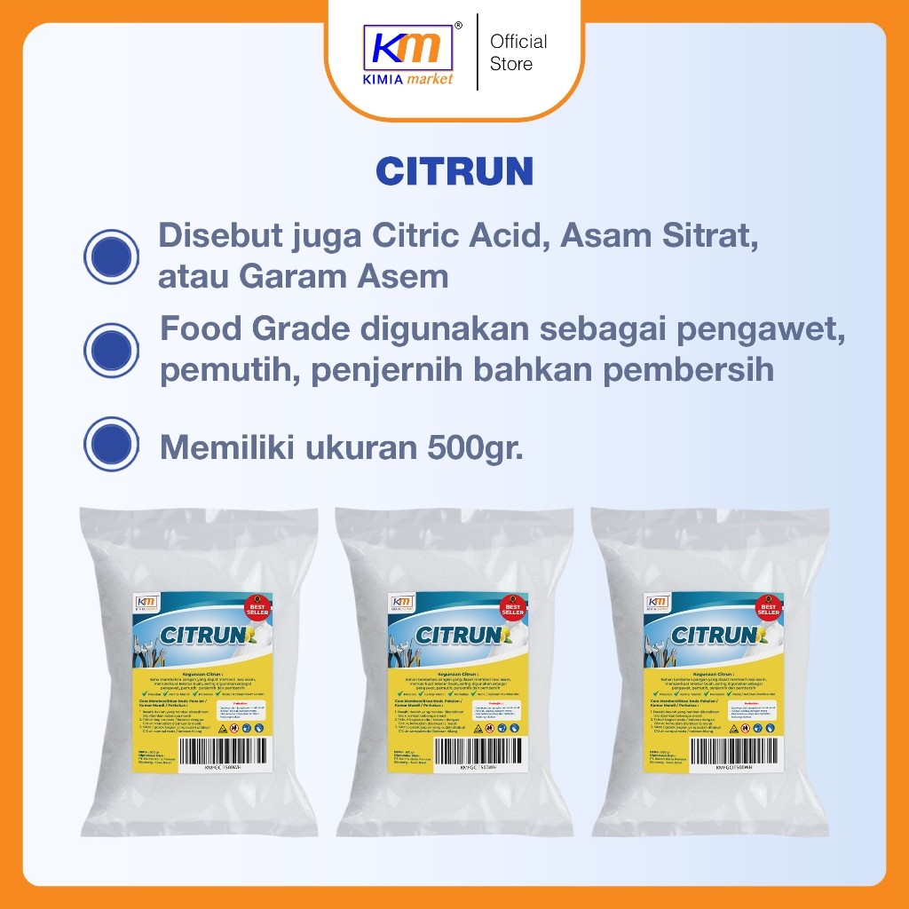 Jual Citrun Food Grade Citric Acid 500g Monohydrate Penjernih Air ...
