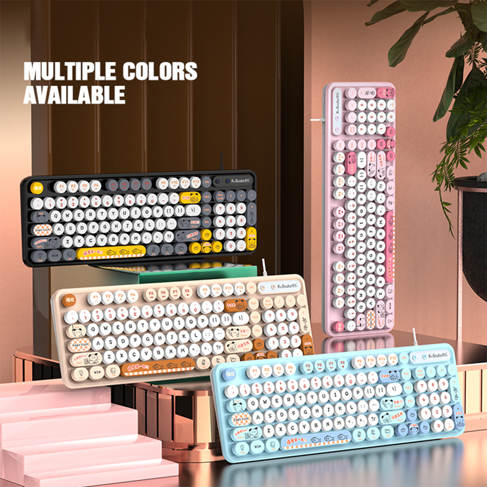 Jual USB Wired Keyboard Round Keycap Keyboard Desktop Laptop Office ...