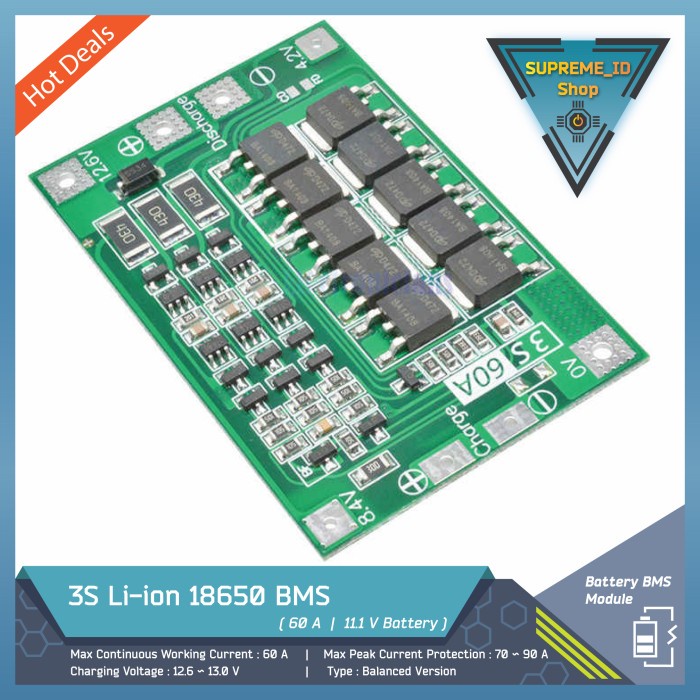 Jual 3S 11.1V Li-ion Lithium 18650 BMS Battery Charger Module | 12.6V ...