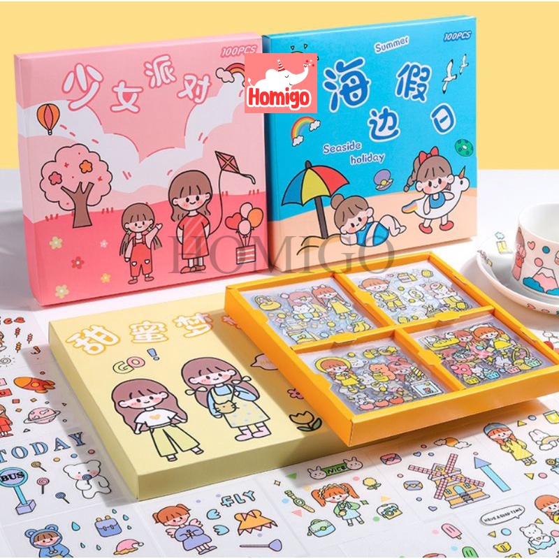 Jual Homigo Isi 100 lembar Stiker Aesthetic DIY Buku Diary Tumblr ...