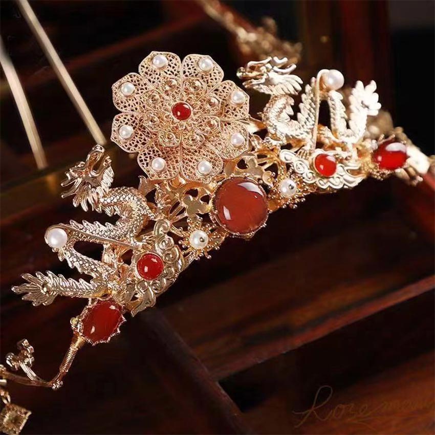 Jual Mahkota China Hairpiece Rumbai Aksesoris Rambut Tiara Sangjit ...
