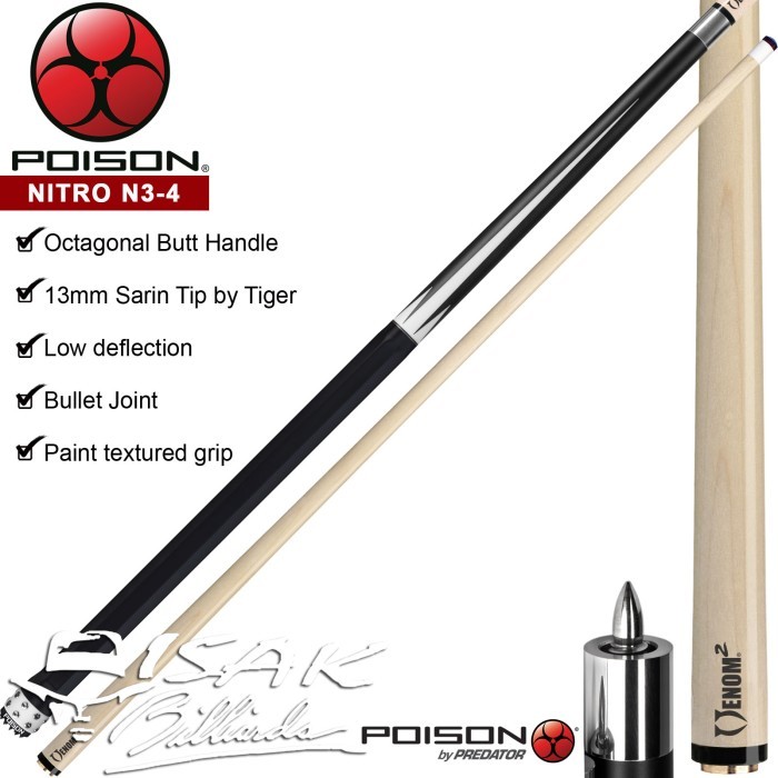 Jual Poison Nitro N3-4 Pool Cue - Billiard Stick Stik Biliar Low ...