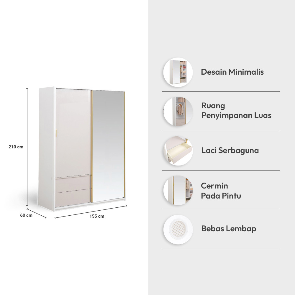Jual Informa Collin Lemari Pakaian Pintu Geser - Cokelat Taupe Wardrobe ...