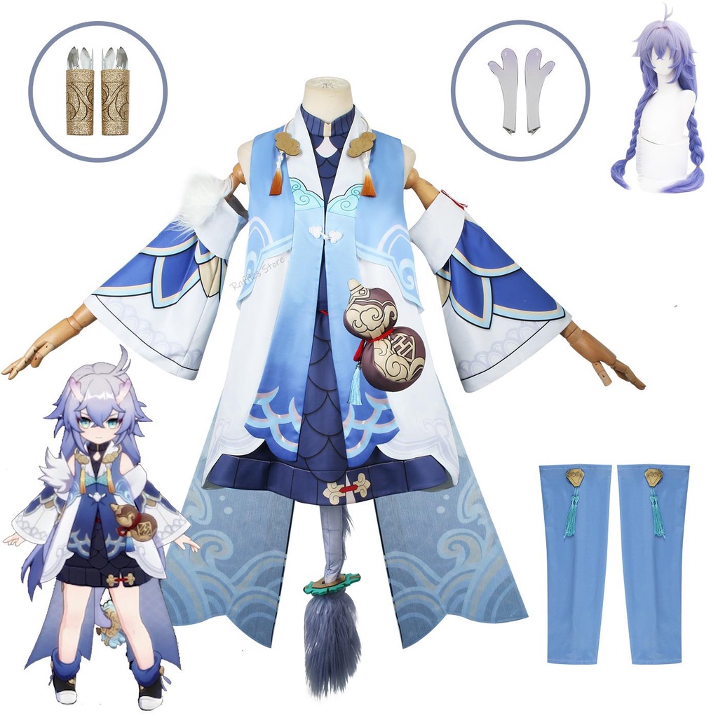 Game Honkai Star Rail Bailu Cosplay Costume Suit Dress Robe Halloween Outfit Uniform