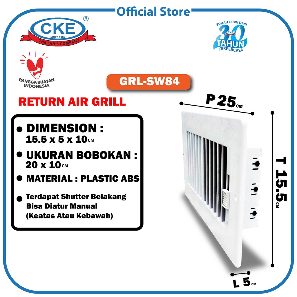 Jual RAG return air grille Ukuran 10 X 20 Grill AC Ducting Ventilasi ...