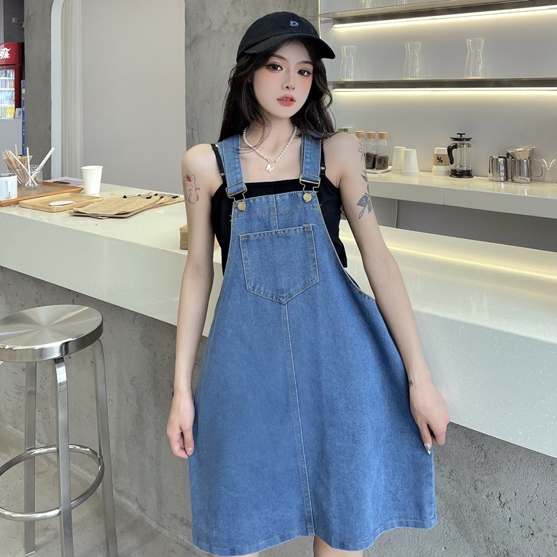 Jual Newlan QZ063 Rok suspender denim wanita musim panas versi Korean ...