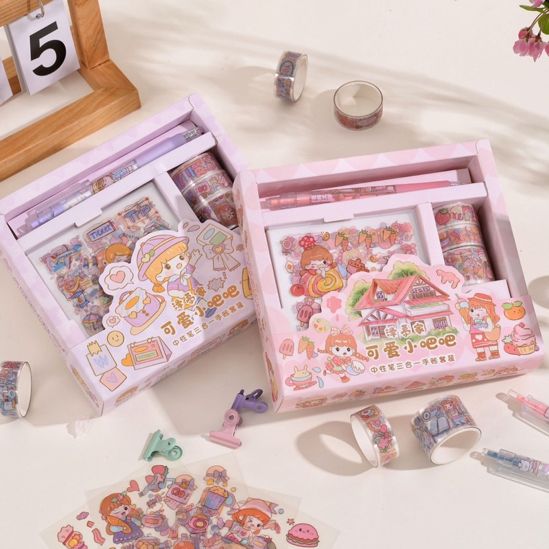 Jual (PERBOX) STIKER ROLL KOREA 2D SET BOX ROLL + WASHITAPE + PEN ...
