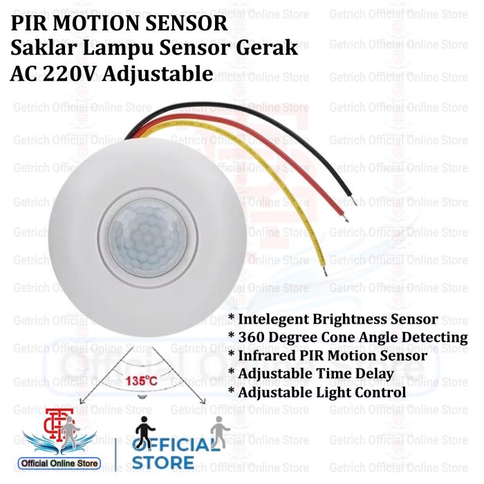 Jual Saklar Lampu Sensor Gerak Pir Switch Otomatis Motion Detector