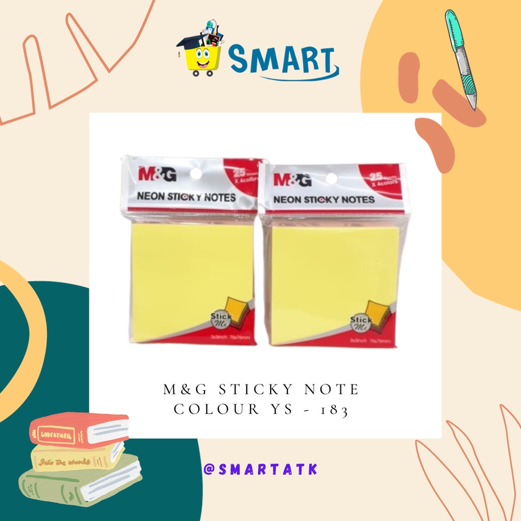 Jual (1 PCS 100 SHEETS) M&G STICKY NOTE COLOUR YS - 183 | Shopee Indonesia