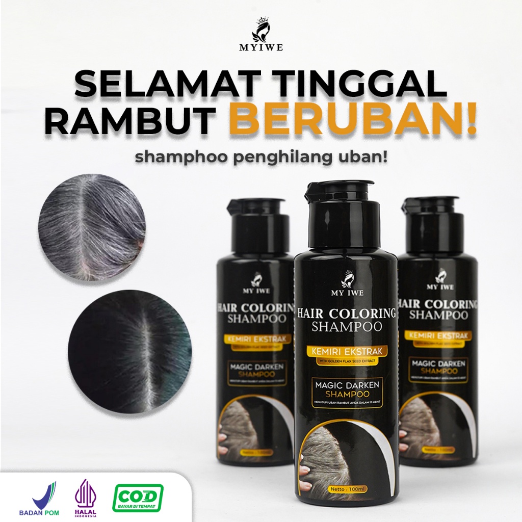 Jual Original Bpom Shampoo Penghitam Rambut Putih Penghilang Uban My Iwe Hair Coloring Black 