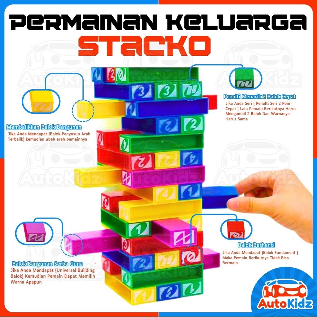 Jual Mainan Anak Tower Stacko Balok Susun Menara Permainan Seru ...