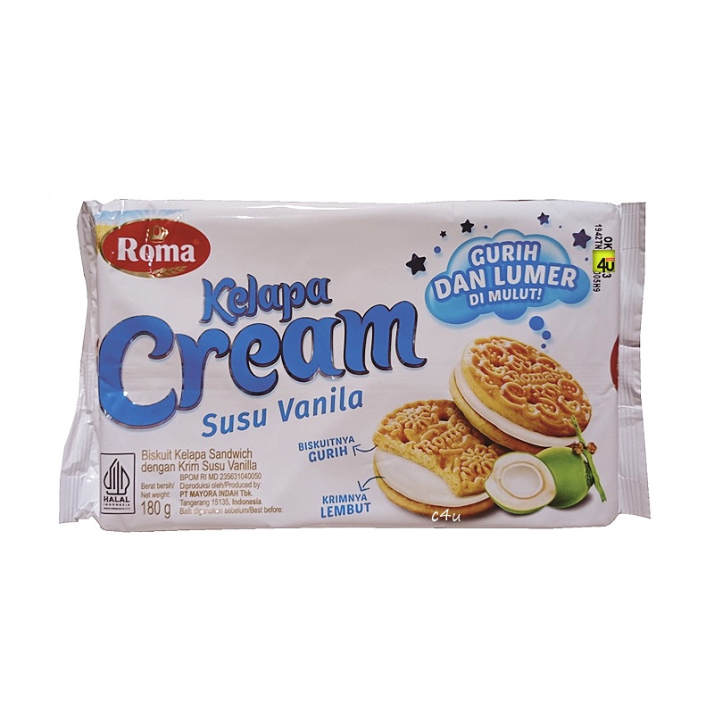 Jual Roma Kelapa Cream Dengan Krim Vanilla 180 Gram | Shopee Indonesia