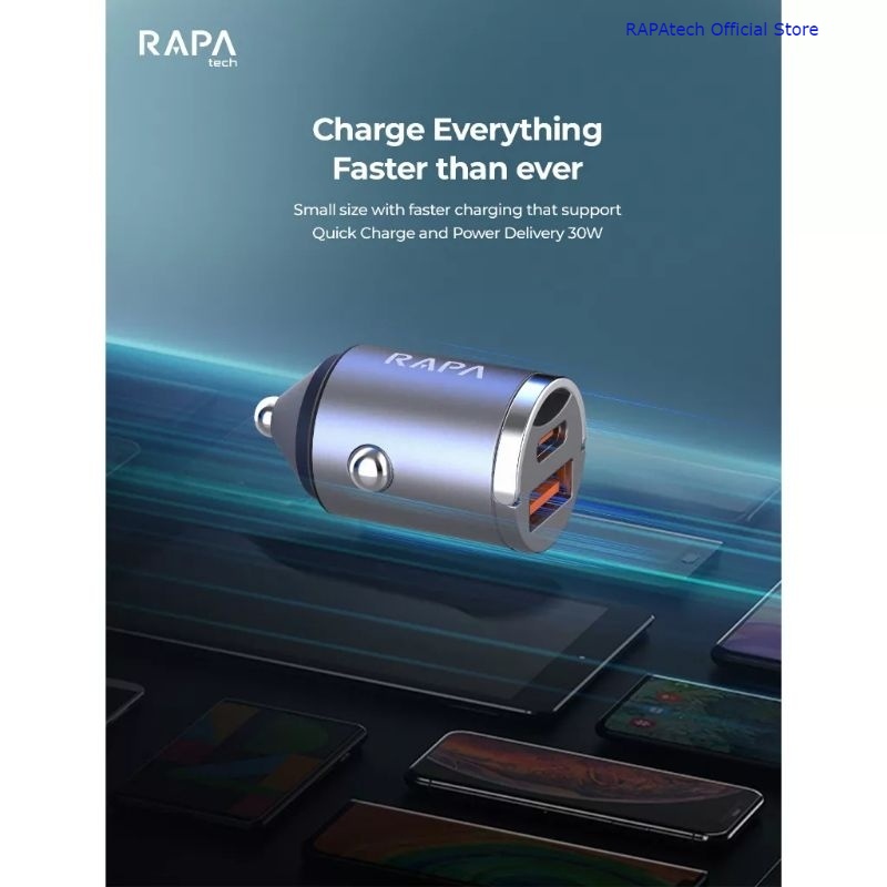 Jual Original RAPA tech MB1020 Car Charger Fast Charging QC + PD30W ...