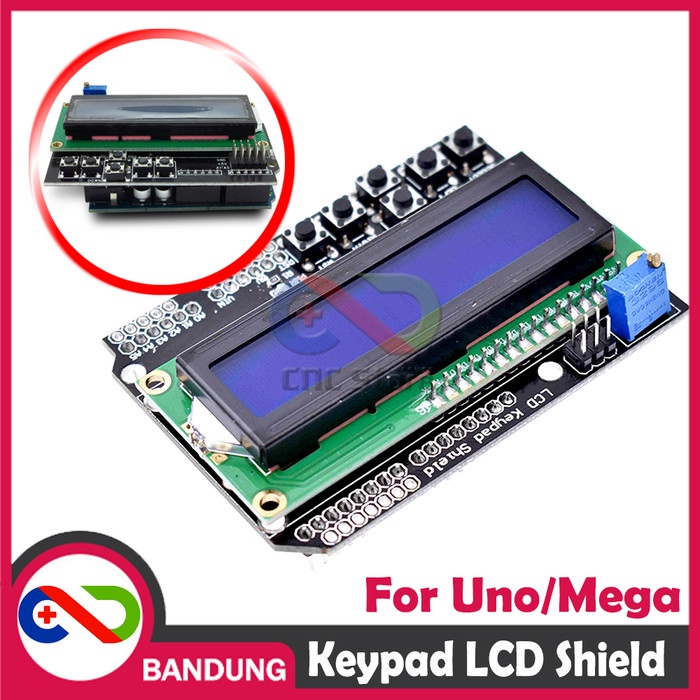 Jual KEYPAD LCD 1602 16X2 BLUE BACKLIGHT SHIELD FOR ARDUINO UNO MEGA ...