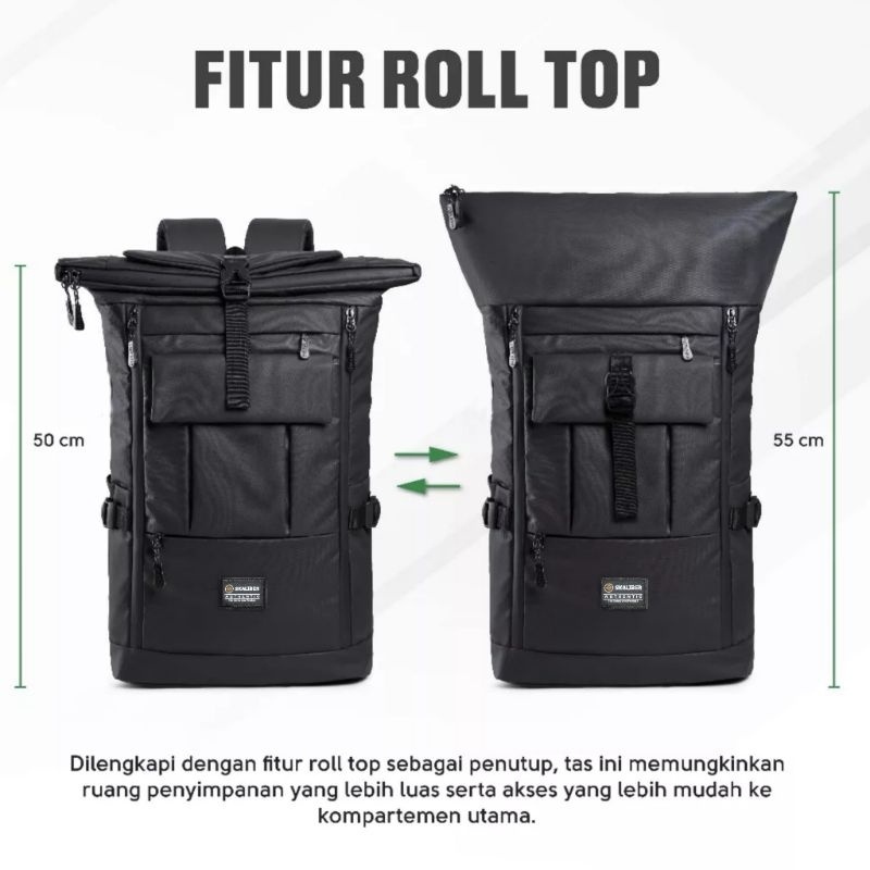 Jual TAS RANSEL SEKOLAH ROLLTOP BAHAN BIMO ANTI AIR | Shopee Indonesia