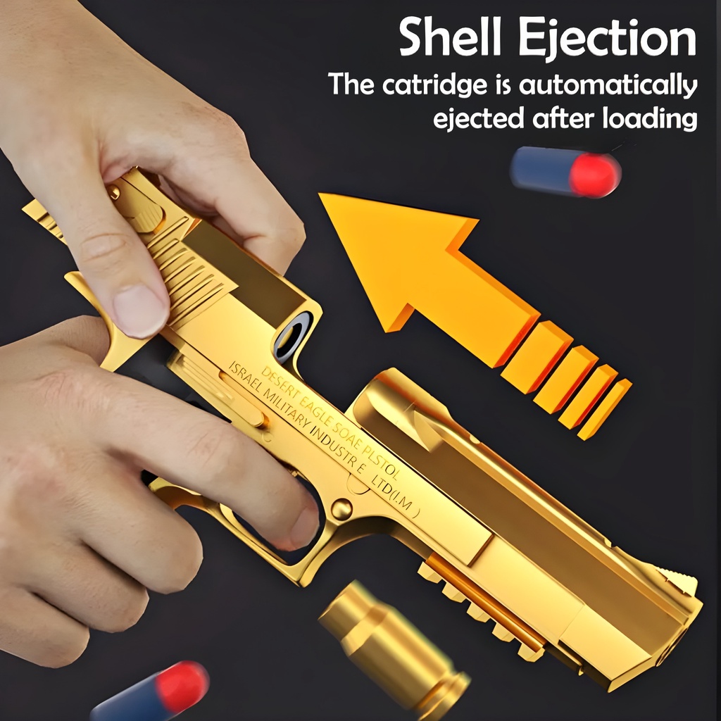 Jual Toy Studio Mainan Blaster Anak Golden Desert Eagle Pull & Go Shell ...