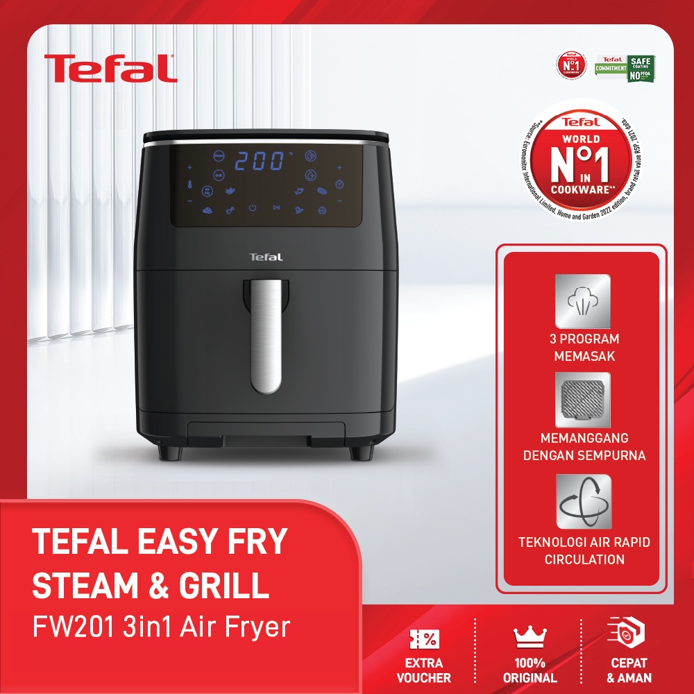 Jual Tefal Digital Easy Fry Steam & Grill FW201 3in1 Air Fryer ...