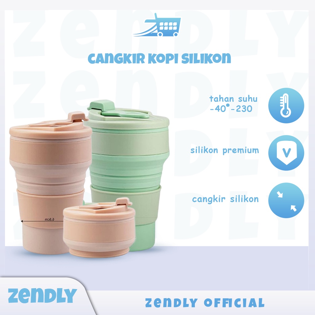 Jual ZENDLY Mug murah/500ml / 350ml Cangkir Kopi Silikon Dilipat ...