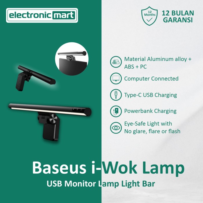 Jual New Baseus I Wok Series Usb Asymmetric Monitor Lamp Light Bar