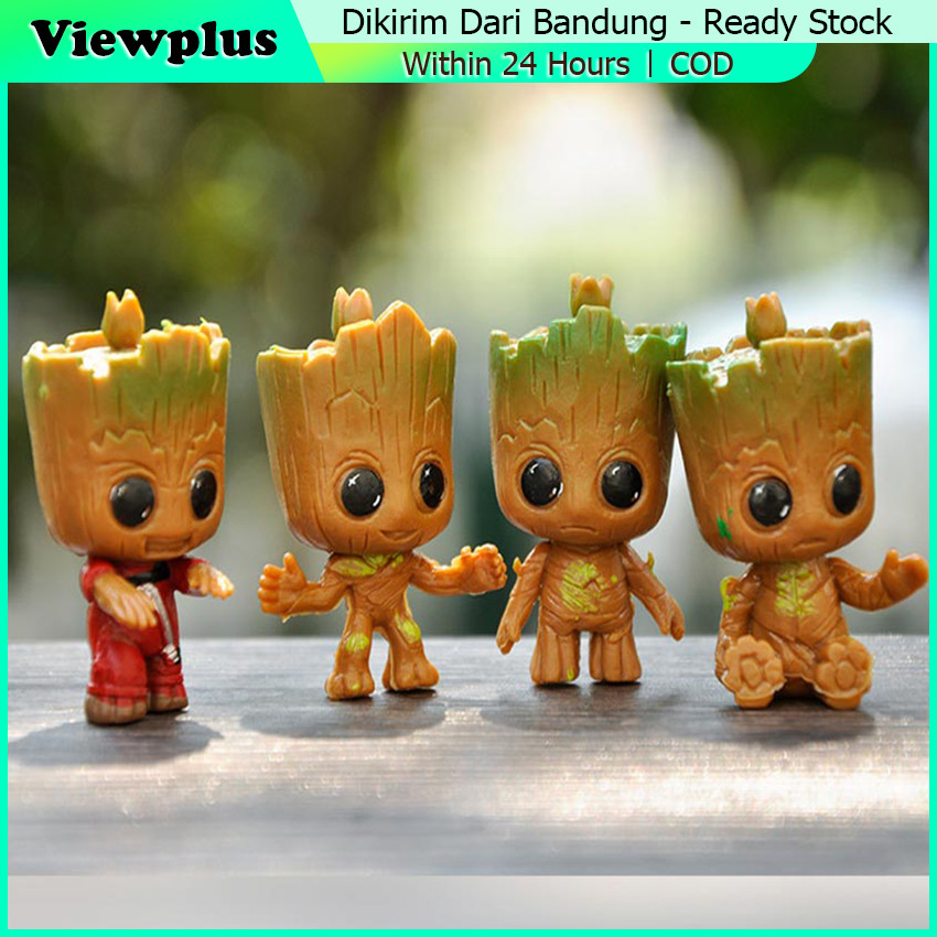 Jual 4Pcs Miniatur Boneka Motif Baby Groot Lucu Pajangan Dashboard ...