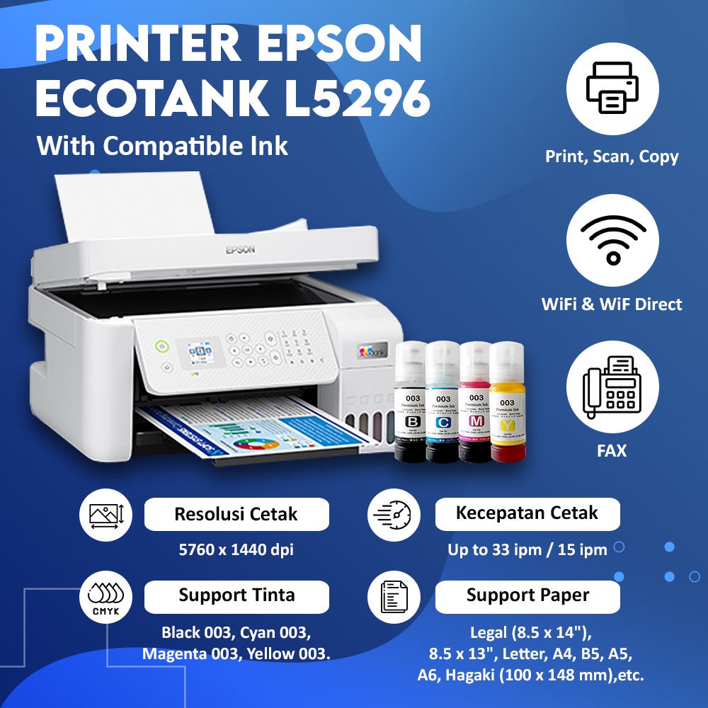 Jual Promo Spesial Epson Ecotank L5290 L5296 A4 Wi Fi All In One Ink Tank Printer With Adf 3400