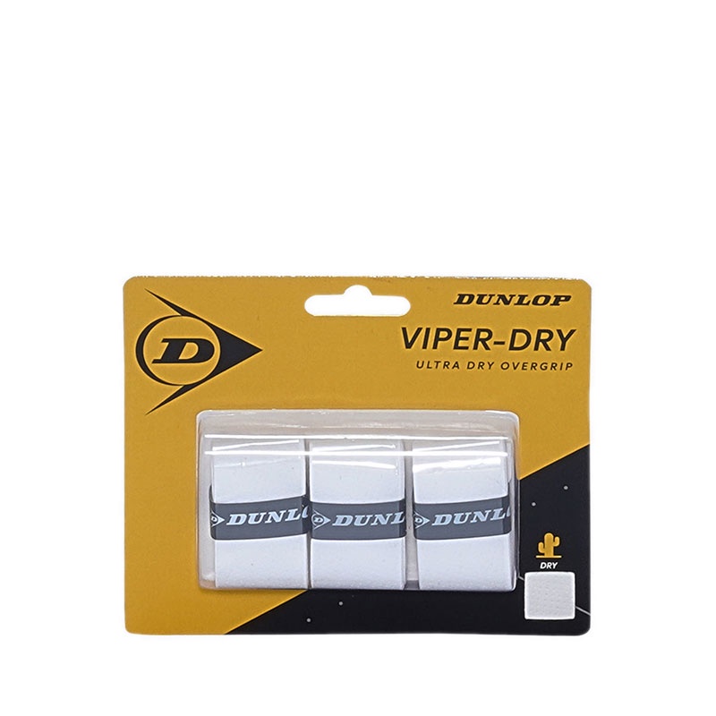 Dunlop Viperdry Grip Di Ricambio Per Racchetta - Unisex, Taglia Unica, Bianco - Massimo Assorbimento Del Sudore