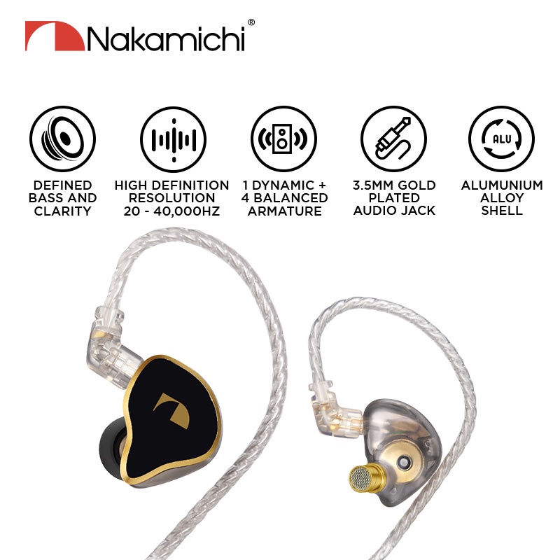 Jual Nakamichi MV 500 HD IEM 1 DD 4 BA Wired Earphone In Ear Monitor