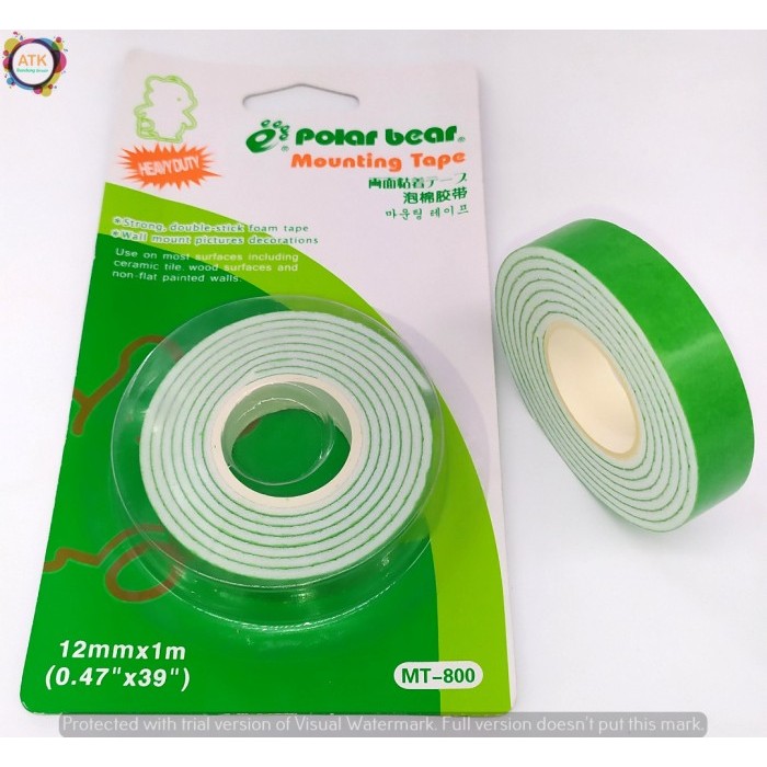 Jual Mounting Tape Polar Bear MT800C ½ inch 12 MM x 1 M Eceran | Shopee ...