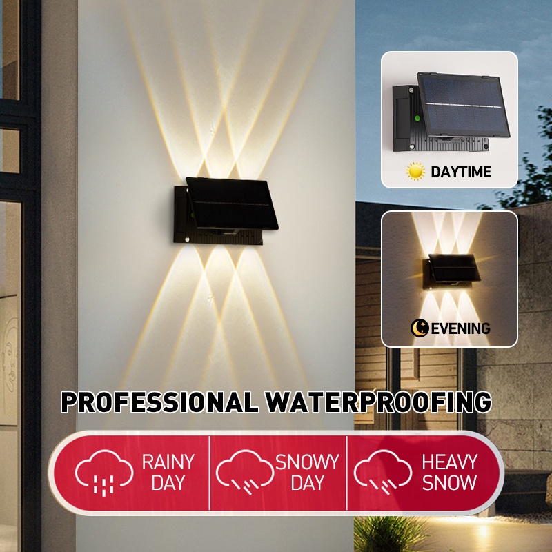 Jual Solar Wall Lights Outdoor Waterproof Automatic Warm light 3000k ...