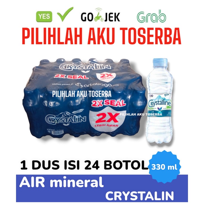 Jual CRYSTALIN Air Mineral Botol Mini Pet 330 ml - ( HARGA 1 DUS ISI 24 ...