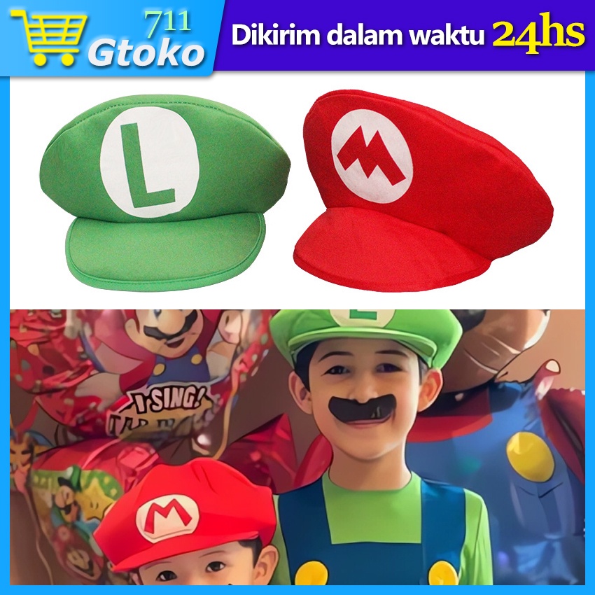 Jual Topi Baseball Super Mario Bros Luigi M L Logo Topi Cosplay ...