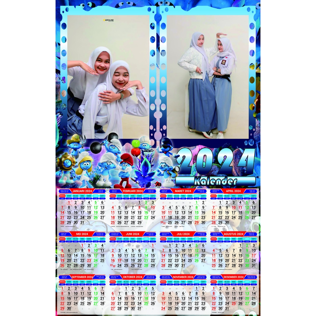 Jual Kalender Foto Custom 2024 Lengkap Masehi Hijriyah Jawa Satu Foto Sendiri Idol Tanpa Kaleng 6653