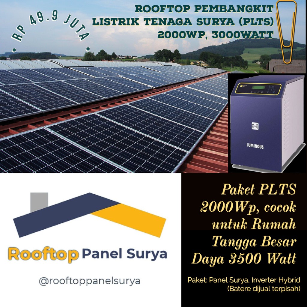 Jual Solar Home System - Rooftop Pembangkit Listrik Tenaga Surya 2000Wp ...