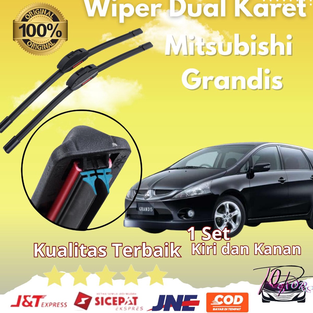 Jual Wiper Double Karet Frameless Mitsubishi Grandis Sepasang Pcs Kiri Dan Kanan Tanpa Rangka