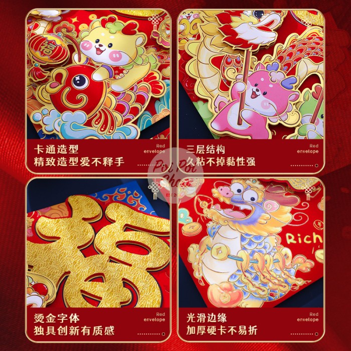 Jual Tempelan Sticker Imlek 2024 CNY YN 50 Shio Naga Stiker Pintu Imlek ...