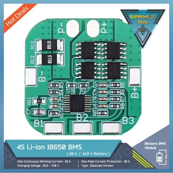 Jual 4S 14.8V Li-ion Lithium 18650 BMS Battery Charger Module | 16.8V ...