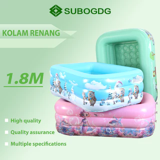 SUBOGDG Kolam Renang Anak Free Pompa/Murah Inflatable Swimming Pool For Kids / Kolam Renang 1.2/1.5/1.8/2.1 Meter Kolam Tiutak 3 Ring Crystal Rectangular Kolam Renang Anak Jumbo Kolamrenang Anak Besar Murah Free Pompa Bebek