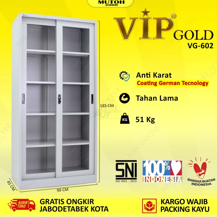 Jual Vip Gold Vg Lemari Arsip Besi Pintu Sliding Kaca Ambil Di Toko Shopee Indonesia