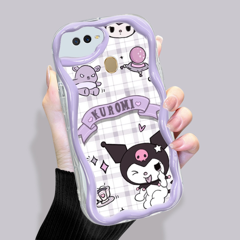 Casing Hp Untuk OPPO A12 A7 A5S A12S Phone Case Softcase Cartoon Purple  Pink Cute Custom Anime Pola Cream Wavy Edge Silicone Kesing