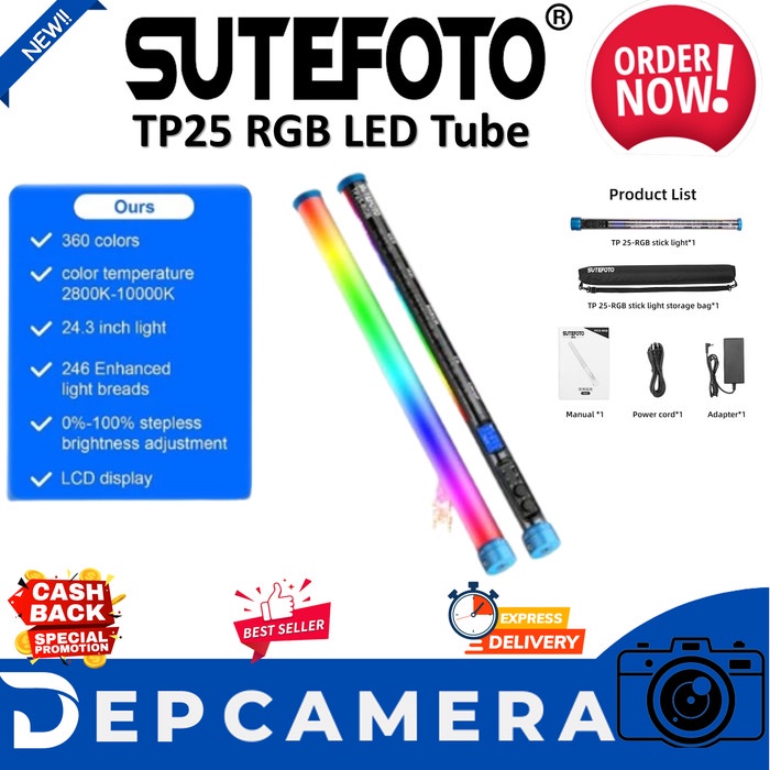 Jual Sutefoto TP25 Tube Light RGB Lampu Video LED Shopee Indonesia
