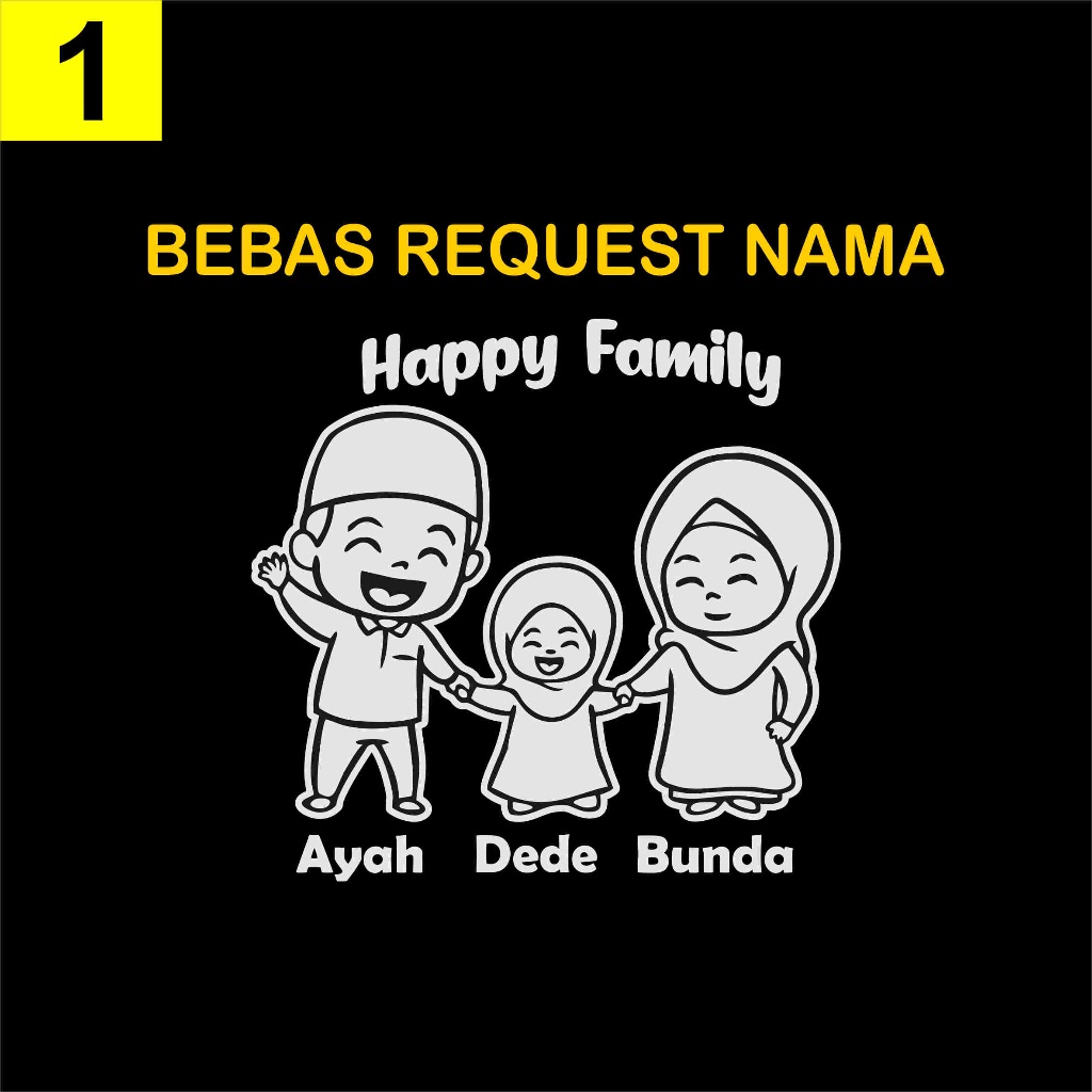 Jual STICKER FAMILY MUSLIM CUTE, STICKER HAPPY FAMILY STICKER MOBIL ...
