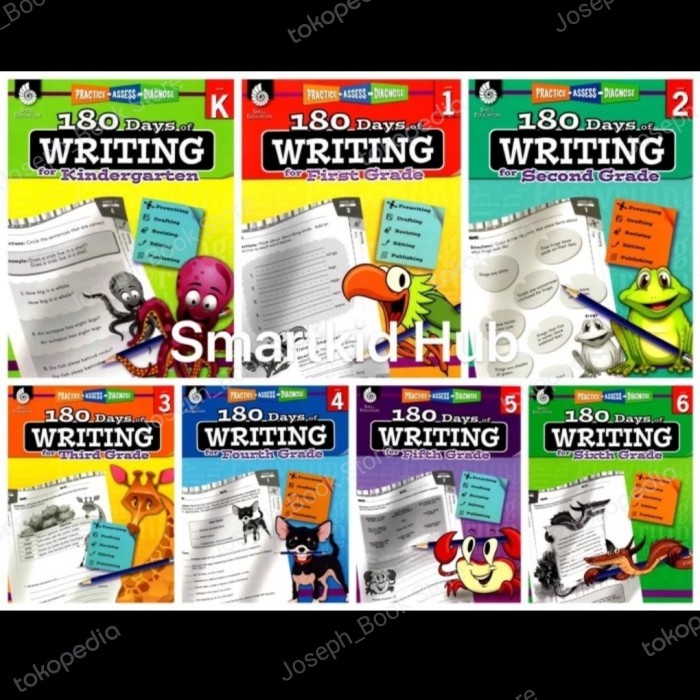 Jual Buku Shell Education 180 Day of Writing Grade K/ Grade 1/2/3/4/5/6 ...
