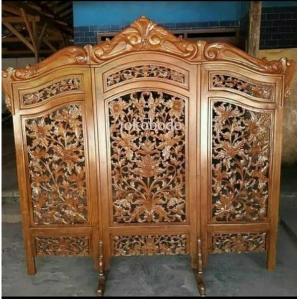 Jual Partisi Sketsel Ukir Kayu Jati Pembatas Penyekat Ruangan Furniture