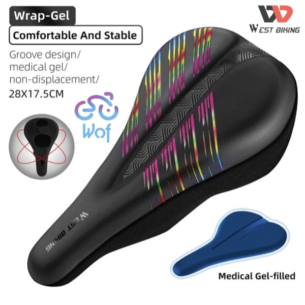 WEST BIKING 186 Sarung Sadel Sepeda Bicycle Saddle Cover 0801185 Waterproof  Soft Gel Comfort Memory Foam Non-Slip Wear-Resistant PU Leather 3D Bike
