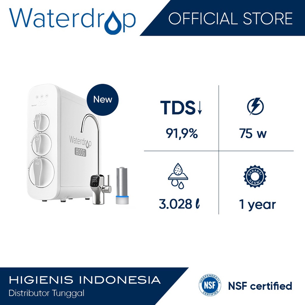 Jual Waterdrop G3P800 Reverse Osmosis Water Purifier (Filter Air Minum ...