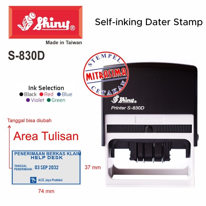 Jual Stempel Shiny S-830D S830D persegi dengan tanggal Tipe S 830D ...