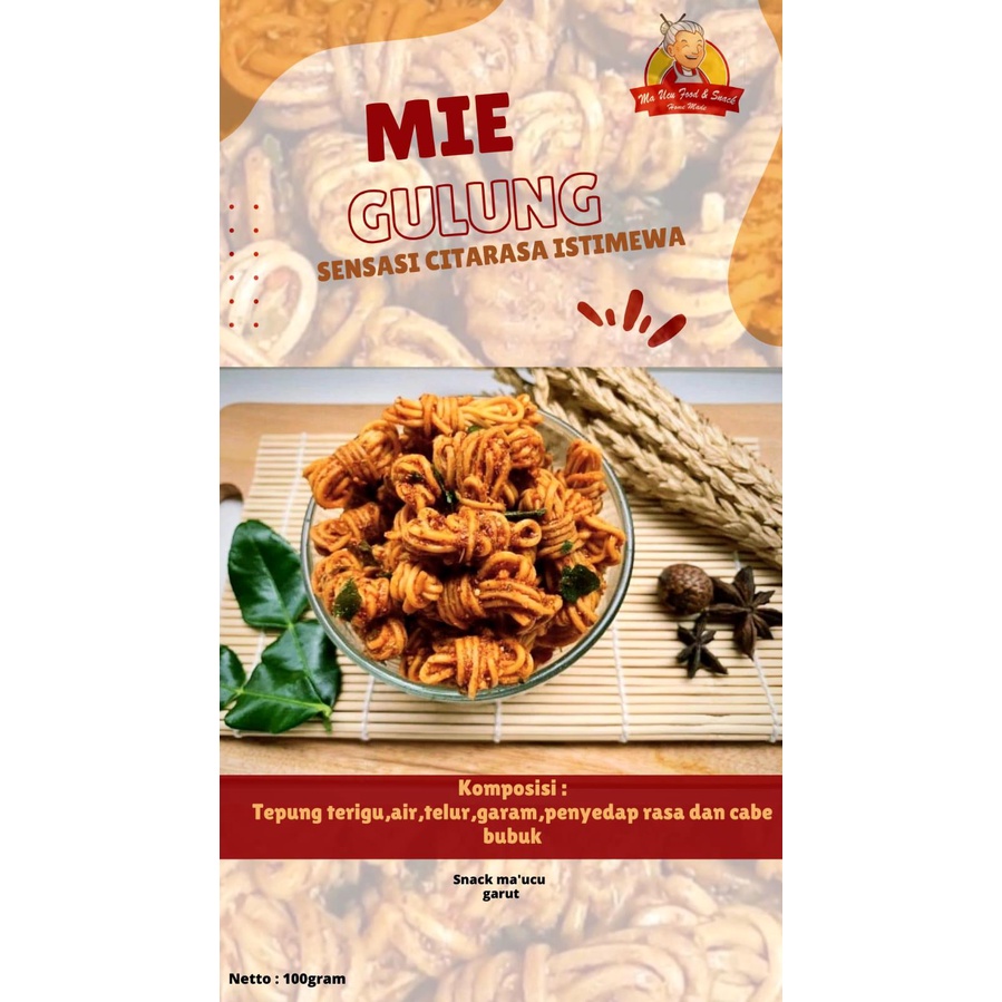 Jual Mie gulung 100gr crispy original daun jeruk milung pedas daun ...