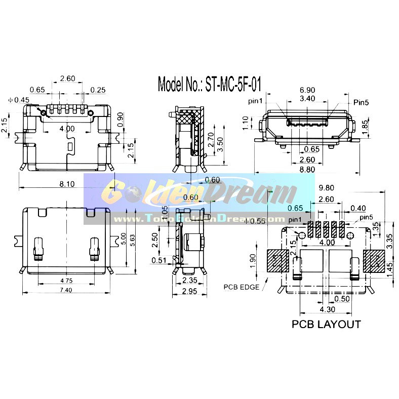 Jual Soket micro USB kosong tipe betina - micro USB socket female MK5P ...