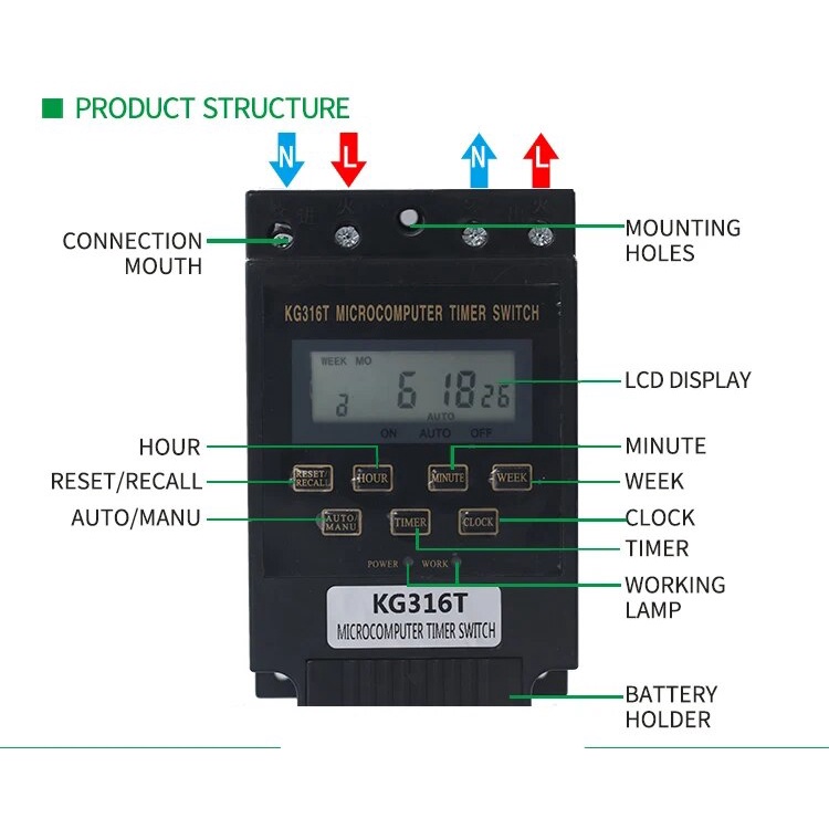 Jual KG316T Digital Timer Microcomputer Programmable Switch 220V 380V ...
