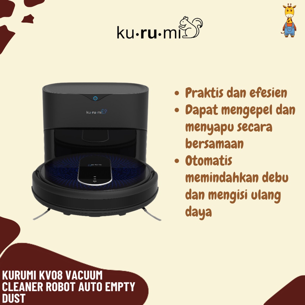 Jual Kurumi KV08 Vacuum Cleaner Robot Auto Empty Dust Robot Vacuum Cleaner Shopee Indonesia